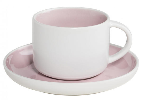 Maxwell & Williams Tint Tasse mit Untertasse weiß/rosa (220 ml)