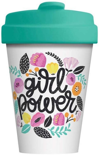 Chic.mic BambooCup Travel Mug 400 ml Girl Power weiß mit bunten Blumen