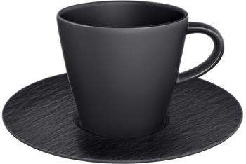 Villeroy & Boch Manufacture Rock Kaffeetasse mit Untertasse schwarz 22 cl