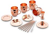 ECHTWERK Becher Kupferbecher Set, Cocktailgl&auml;ser, Au&szlig;enfl&auml;che Glatt, 500 ml, 13tlg
