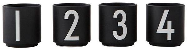 Design Letters AJ Nummern: 1-4 Espressotassen 4er Set schwarz
