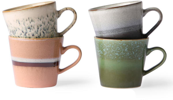 HKliving 70's Ceramic Cappuccino Tassen (4er-Set) multicolour