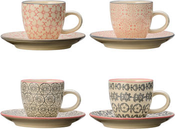 Bloomingville C&eacute;cile Espressotasse 4er Pack wei&szlig;-grau-rosa