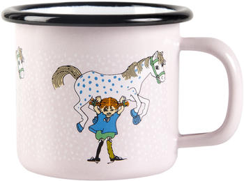 Muurla Pippi And The Horse Enamel Mug, 15 cl - Rosa