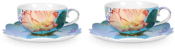 PiP Studio Royal Flowers Cappuccino Tasse mit Unterteller 225 ml (2-Stk.)