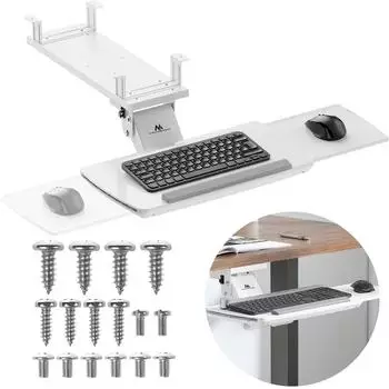 Maclean MC-156 W Untertisch-Tastaturablage, verstellbar, wei&szlig;, max. 5kg (MC-156 W)