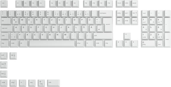 Glorious Gaming 115 GPBT Keycaps ISO DE-Layout Arctic White