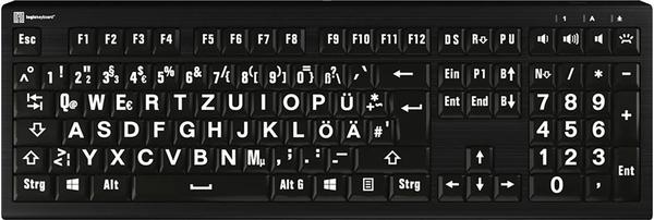 LogicKeyboard Largeprint White-on-Black PC ASTRA 2 Backlit Keyboard (DE)