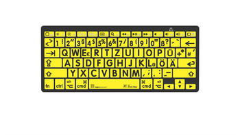 LogicKeyboard LargePrint Black on Yellow - Mac Bluetooth Mini Keyboard - DE German