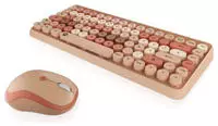 Maus-Tastatur-Set, Mini Tastatur, runde Tasten, Mehrfarbig sand/cremefabig
