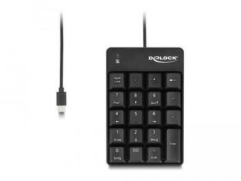DeLock USB Type-C Nummernblock 19 Tasten schwarz 12108
