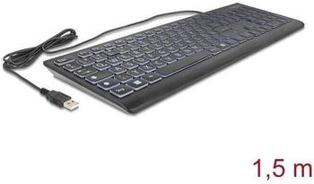DeLock USB Tastatur kabelgebunden 1,5 m schwarz mit XXL Buchstaben und Beleuchtung