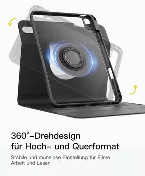 Inateck Magnetic Keyboard Case iPad 11 A16 / iPad 10.9 Black (DE) – Magnetische Verbindung spart Zeit bei jedem Aufbau