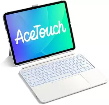 Inateck Tastatur H&uuml;lle f&uuml;r ipad iPad Air 13 Zoll (2025/2024), Pro 12.9 Zoll 6/5/4/3 Gen Wei&szlig;