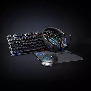 Nedis 5-in-1 Gaming-Set AZERTY, Tastatur, Maus, Headset, Mauspad (GCK51110BKFR)