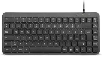 Perixx PERIBOARD-414 Mini-USB-Tastatur, kabelgebunden, leise, schwarz (PERIBOARD-414 B DE)