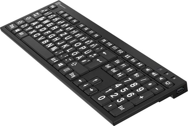 Kabel Tastatur Eigenschaften & Bewertungen LogicKeyboard XL Print NERO PC Slim Line Black on White DE