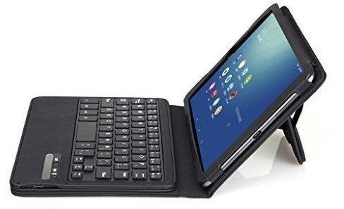 Lmeno Schwarz Wireless Bluetooth TastaturKeyboard im Slim Design Smart Case Cover Schutz Leder Hülle mit Abnehmbarer etui für Nokia N1 7.9 Zoll mit Standfunktion (QWERTY Layout)