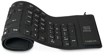 Logilink Flexible und wasserfeste Tastatur DE schwarz (ID0019)
