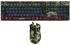 MARVO KM435DE Mechanische Gaming-Tastatur + Maus mit Makros - QWERTZ Deutsches Tastatur-Layout verzögerungsfreier, leiser Anschlag, Mouse mit Avago 3050 Sensor 9 pro. Tasten - Camouflage Design