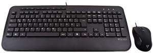 V7 USB Keyboard with Palm Rest and Ambidextrous Mouse Combo (DE)