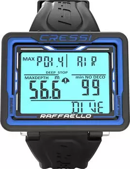 Cressi Raffaello Tauchcomputer schwarz/blau, großes Display (KS880052)
