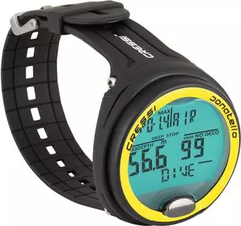 Cressi Donatello Tauchcomputer Air/Nitrox & Apnoe, schwarz/gelb (KS860052)