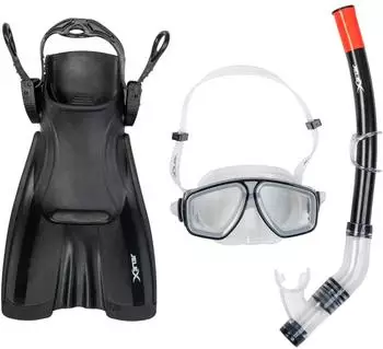 Jelex Deepsea Schnorchel-Set mit Flossen, schwarz, Gr. 44-48