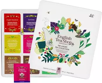English Tea Shop Luxury Tea Collection, 9 Mischungen, 72 Teebeutel, Bio, Metalldose