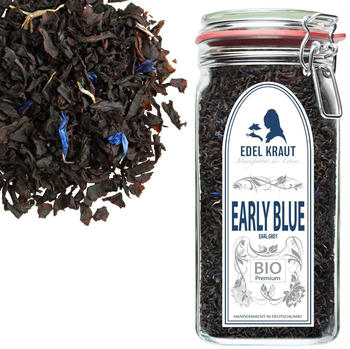 Edel Kraut BIO Schwarzer Tee Earl Grey Blue im Premium Glas 350g