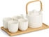 Zeller Teekanne, Teeset 6-teilig Steingut Bambus ø 12x11.5 cm/4x ø 7x7 cm (0.70 l)