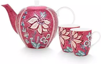 PiP Studio Flower Festival Teeset large dark pink Set3