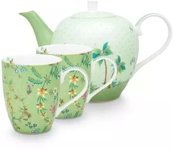 PiP Studio Jolie Flowers Green Teeset groß Set3