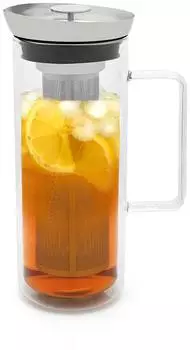 Bredemeijer doppelwandige Eistee-Karaffe 1.0 Liter aus Glas mit Edelstahlfilter