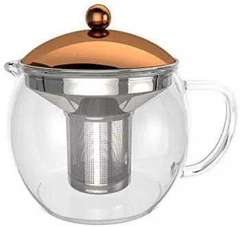 BonVIVO Tempa Glas-Teekanne mit Edelstahl-Infuser, Borosilikatglas, 1,5L (100)