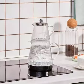 Karaca Keops Borosilikatglas T&uuml;rkisches Teekannen-Set mit Teesieb, 2L & 0,8L (1000157700002)
