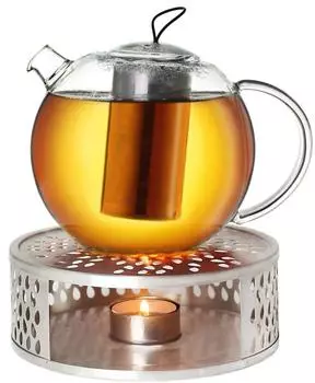 Creano Teekanne "Jumbo" 2,0l aus Glas mit Edelstahl-Stövchen und Sieb (Jumbo)