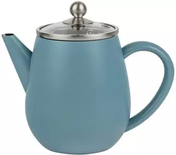 Bredemeijer Mini-Teekanne doppelwandig 0,5L blau mit Glasdeckel & Tee-Filter (111025)