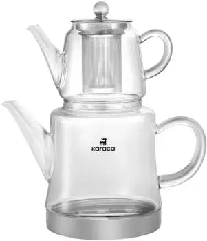 Karaca Dora Glas-Teekannen-Set, Borosilikat, 450ml/180ml (153.03.08.0603)