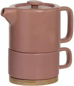 Secret de Gourmet Solitaire Teekanne mit Tasse, 400ml + 250ml, terra (SDG-160724B)