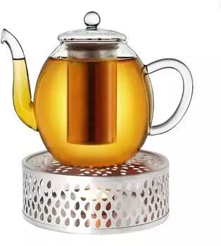 Creano Glasteekanne mit Stövchen und Edelstahlsieb, 1,5l (420)
