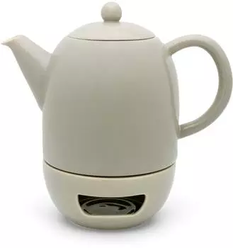 Bredemeijer Viborg Teekanne Set 1,2L Porzellan mit Teewärmer, grau (142018)
