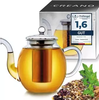 Creano Dobin-Teekanne aus Glas 1,0l mit Edelstahlsieb (297)