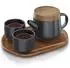Arendo Teekannen-Set Keramik, japanisches Design, 0,6L, 5-tlg., schwarz matt (307151)