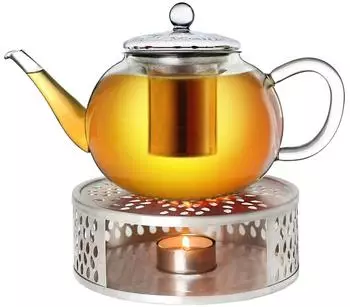 Creano Glas-Teekanne mit Stövchen und Edelstahlfilter 1,2l (417)
