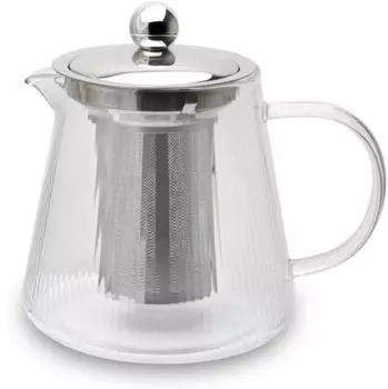 Karl Weis Teekanne 0,8L, Borosilikatglas gerillt, Edelstahl-Filter (17058)