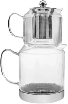 Karaca Kelly Midi Teekannen-Set aus Borosilikatglas mit Teesieb, 2L & 1L (1000157765001)