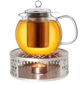 Creano Glas-Teekanne mit Stövchen und Edelstahlsieb 0,85l (421)