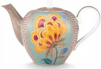 PiP Studio Blooming Tales Fantasy Teekanne khaki-blau, 1,6l