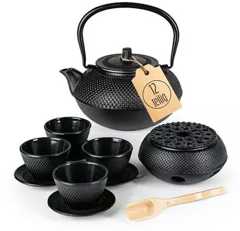 Lumaland Tetsubin Teeservice 12-tlg., Gusseisen, 1,4L, schwarz (LL-20230)